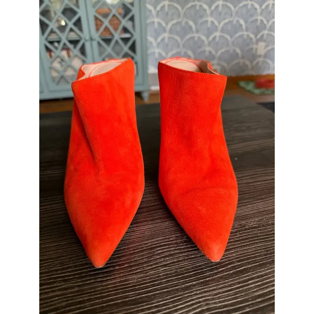 Stuart Weitzman Camilla Orange Luxe Suede High Heeled Sz. 10.5 - Picture 9 of 10